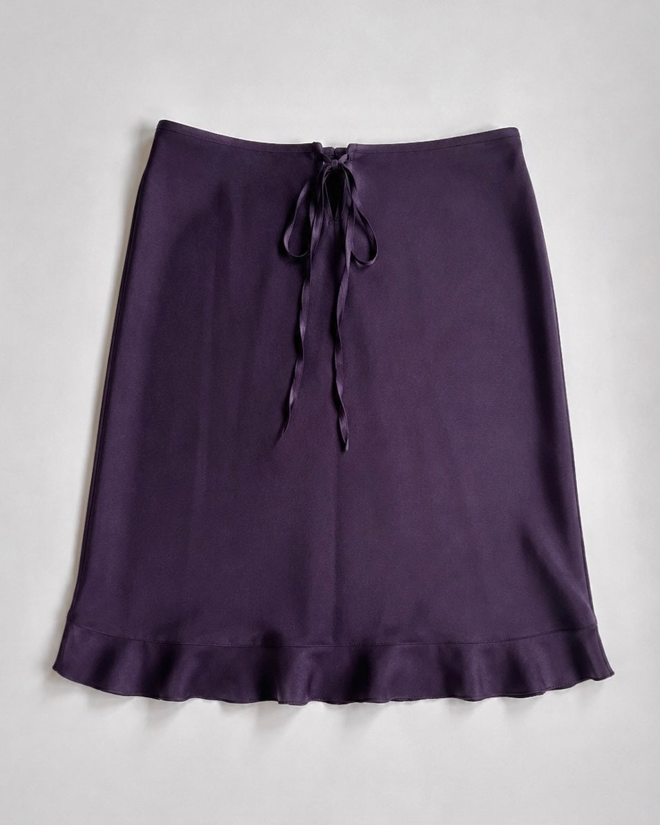 00's Purple satin midi skirt • Size S