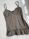 Load image into Gallery viewer, Italian 00's Khaki coin detail asym cami • Size S