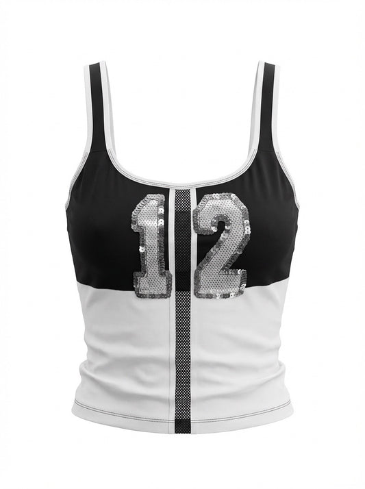 00's Sporty sequin mesh detail tank • Size XS