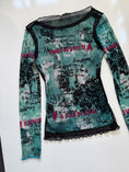 Load image into Gallery viewer, 00's Graphic print mesh long sleeve • Size S/M