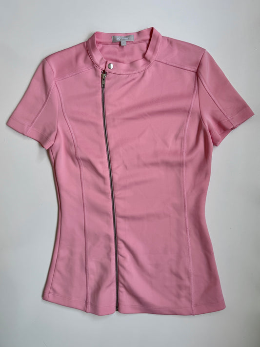 00's Pink moto zipper top • Size 10