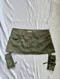 Load image into Gallery viewer, 00's Khaki satin micro mini w attached cargo pockets • Size 8
