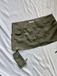 Load image into Gallery viewer, 00's Khaki satin micro mini w attached cargo pockets • Size 8