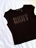 Load image into Gallery viewer, 00's DKNY Glitter print slinky baby tee • Size L