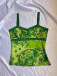 Load image into Gallery viewer, 00's Green paisley pattern cami w lace trim • Size L