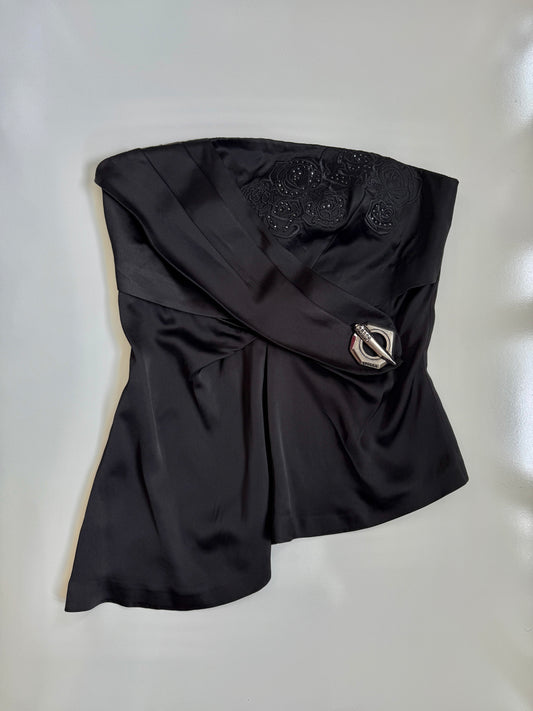 00's Ciolla satin asym metal clasp top • Size 12