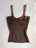 Load image into Gallery viewer, 00's Brown shimmer bustier w ribbon • Size S
