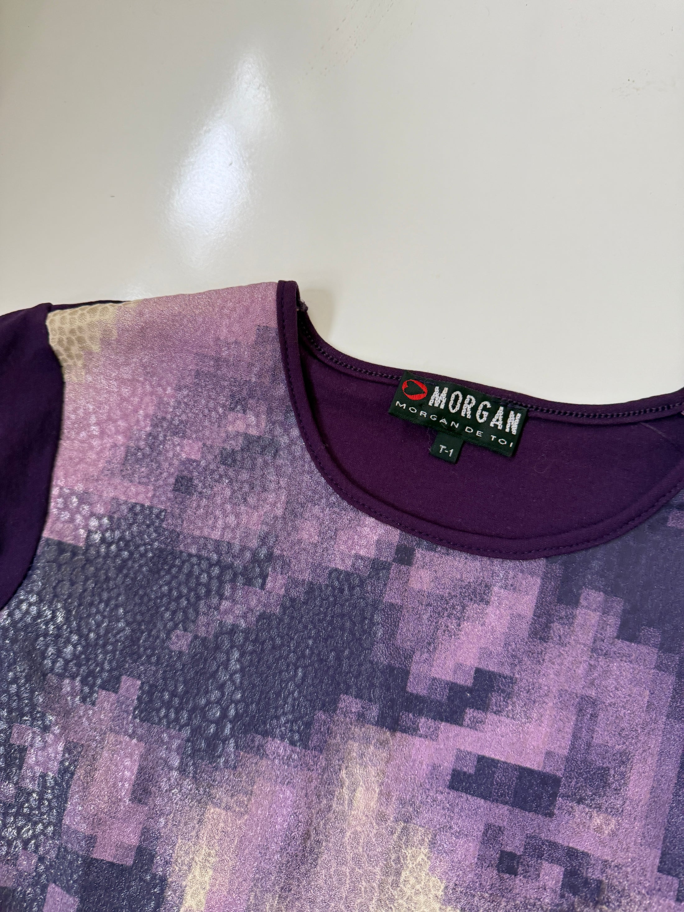 00's Morgan heavy graphic print mesh long sleeve• Size S