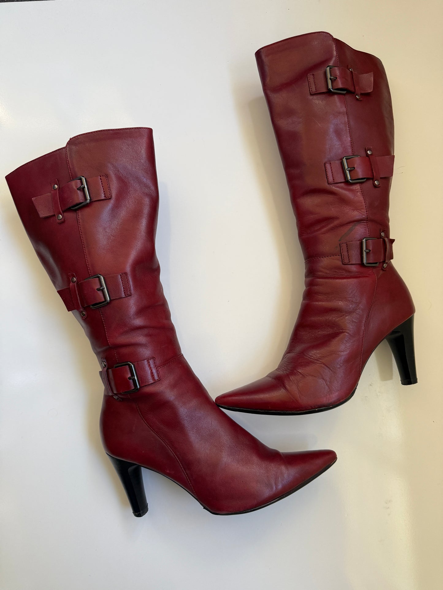 00's Genuine leather red Pulp buckle boots • Size 8