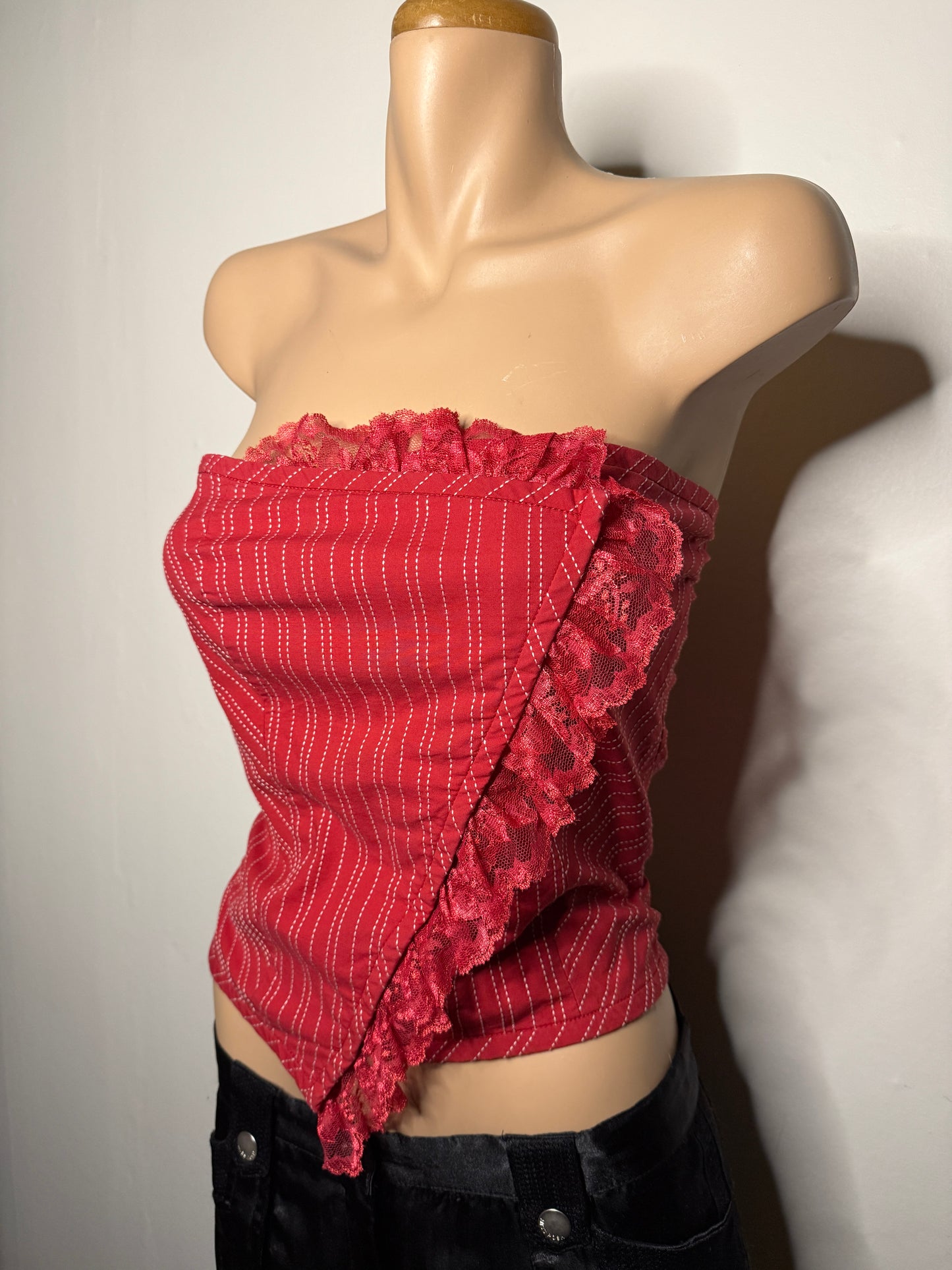00's/90's NZ Silk blend pinstripe asym tube top • Size 10