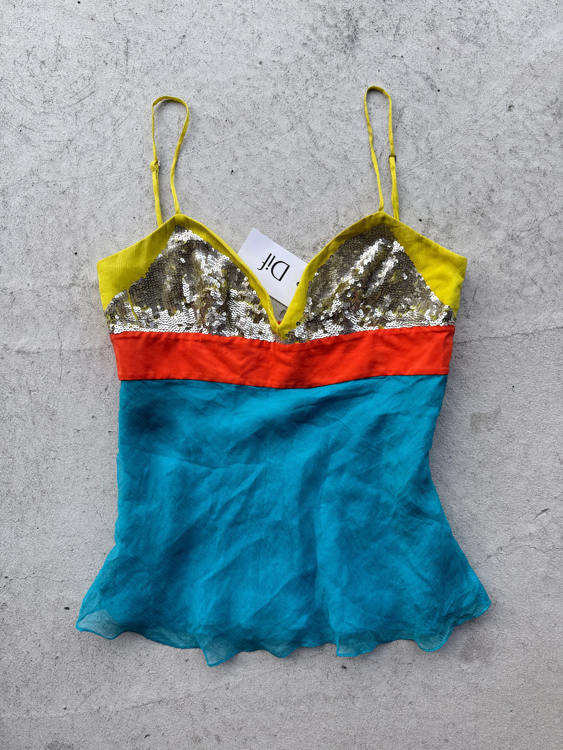 Deadstock 00's BCBG silk cami w sequins • Size S