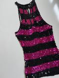 Load image into Gallery viewer, 00's Striped sequin crocheted halter • Size S
