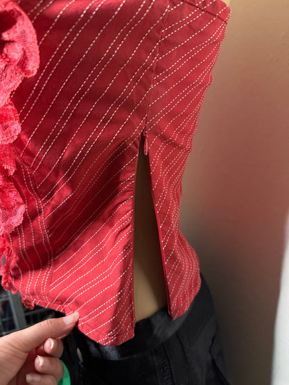00's/90's NZ Silk blend pinstripe asym tube top • Size 10