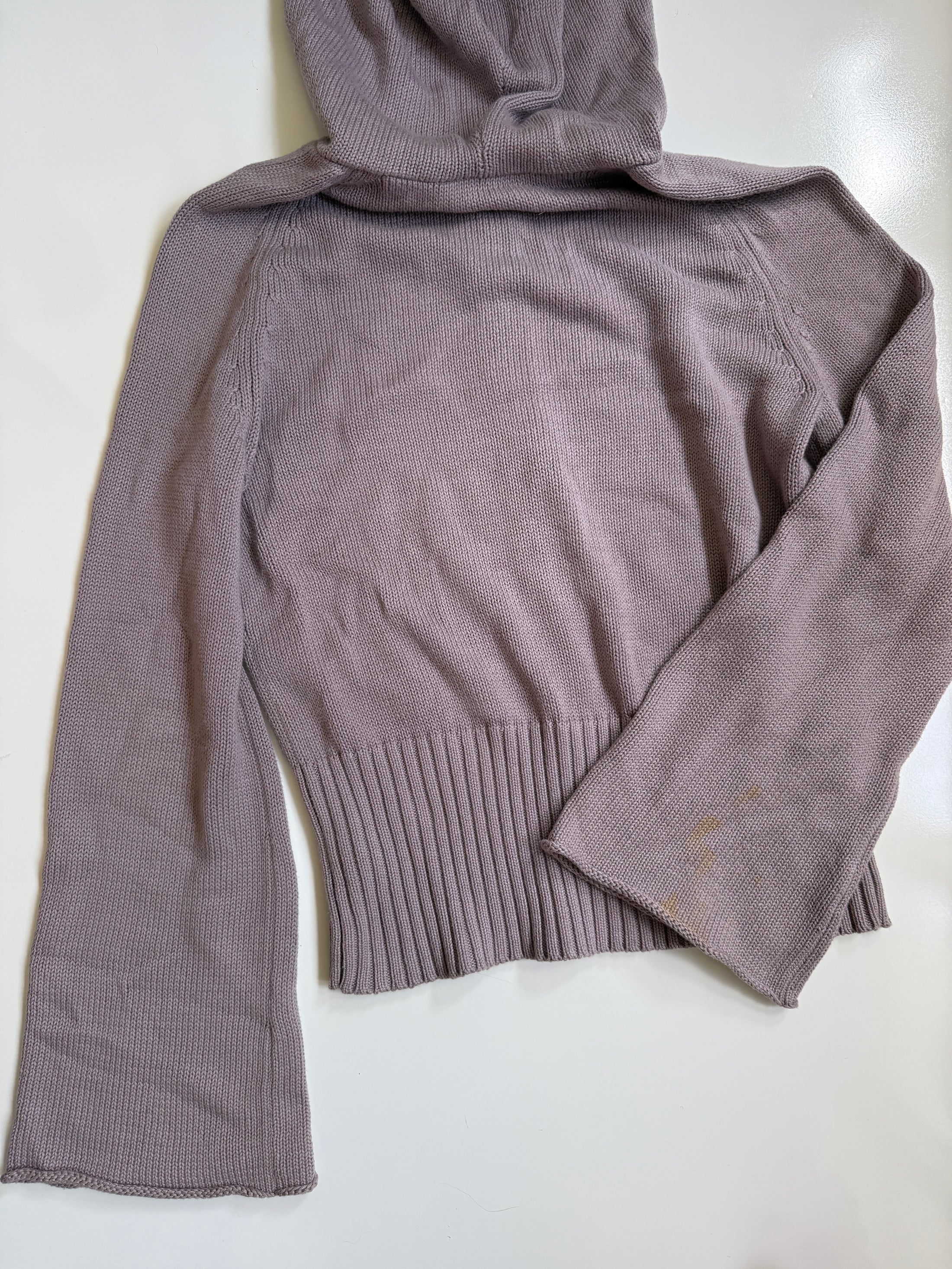 00's DKNY cotton knit zip hoodie w logo print • Size L