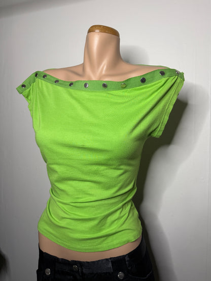 00's Green snap button top • Size M