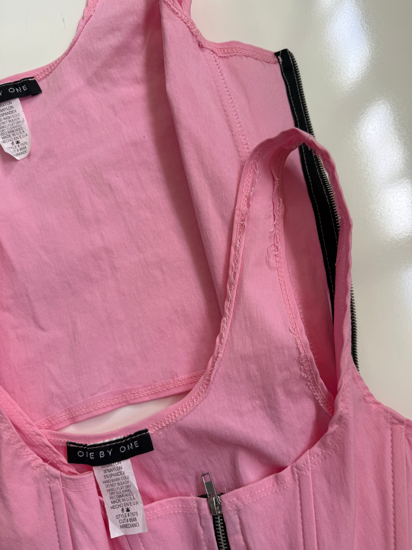 USA 00's pink zipper boned corset • 3 Sizes Available