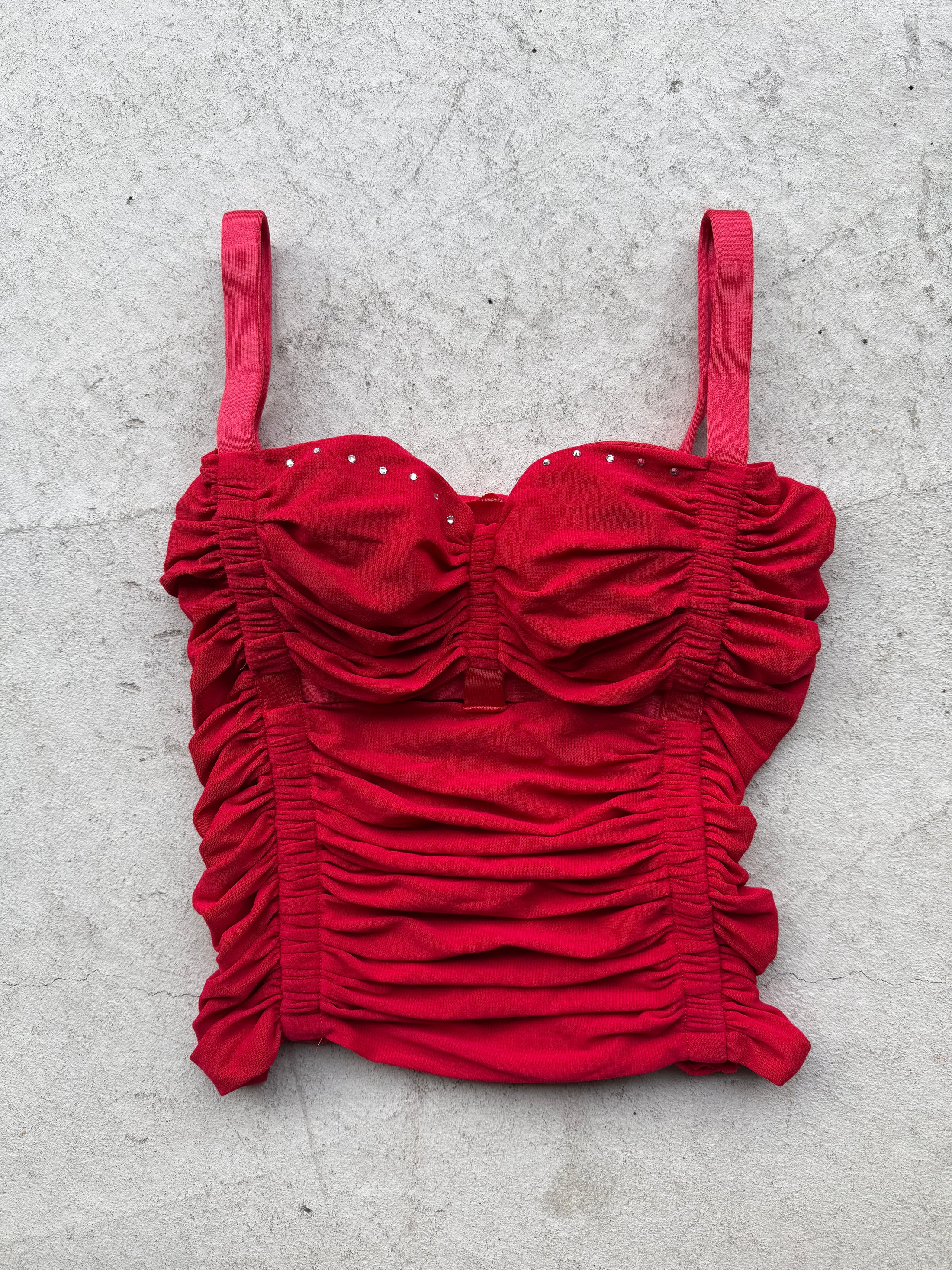 00's Red ruched bustier • Size XS
