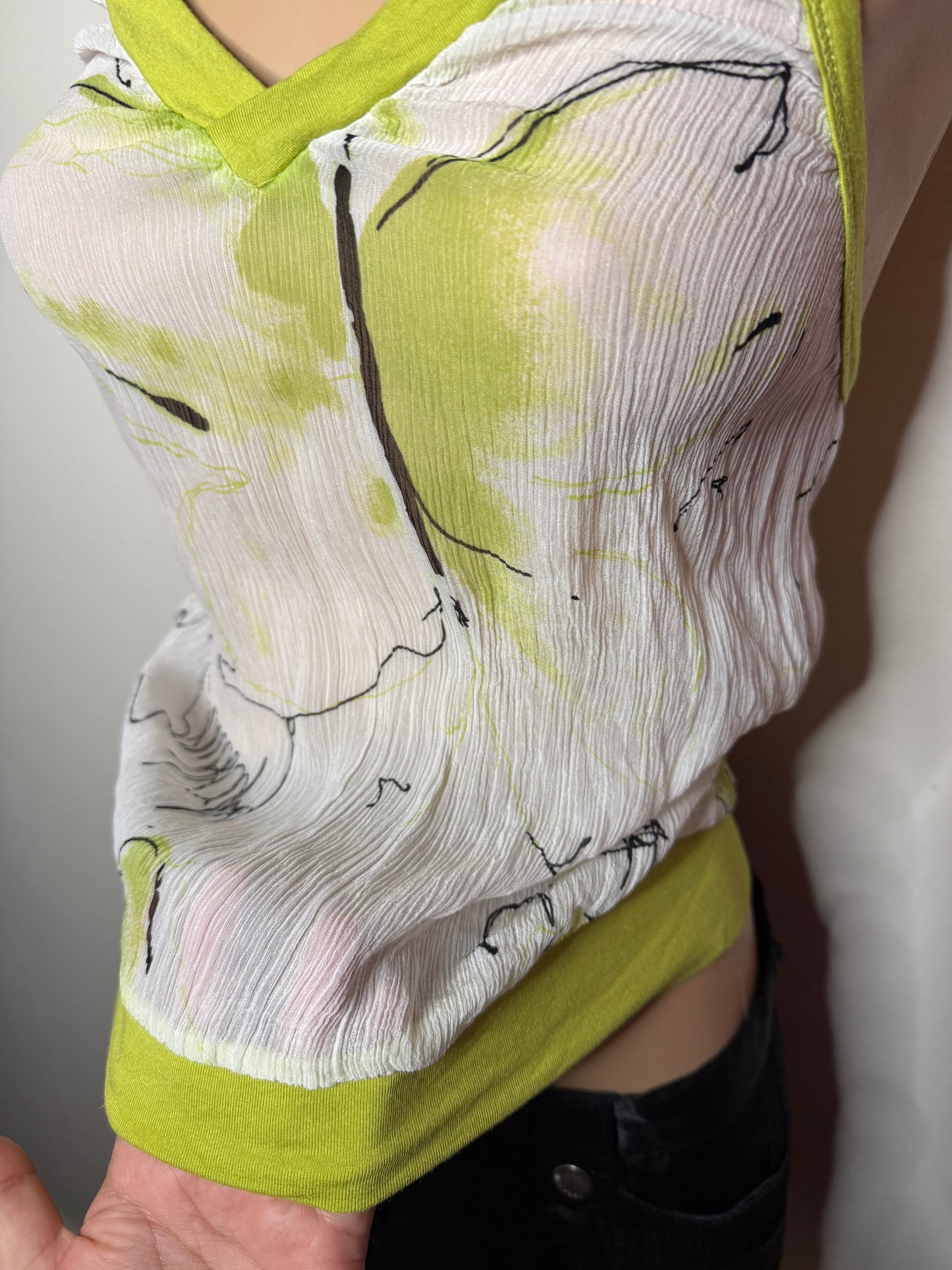 00's Sheer art print halter • Size XS/S