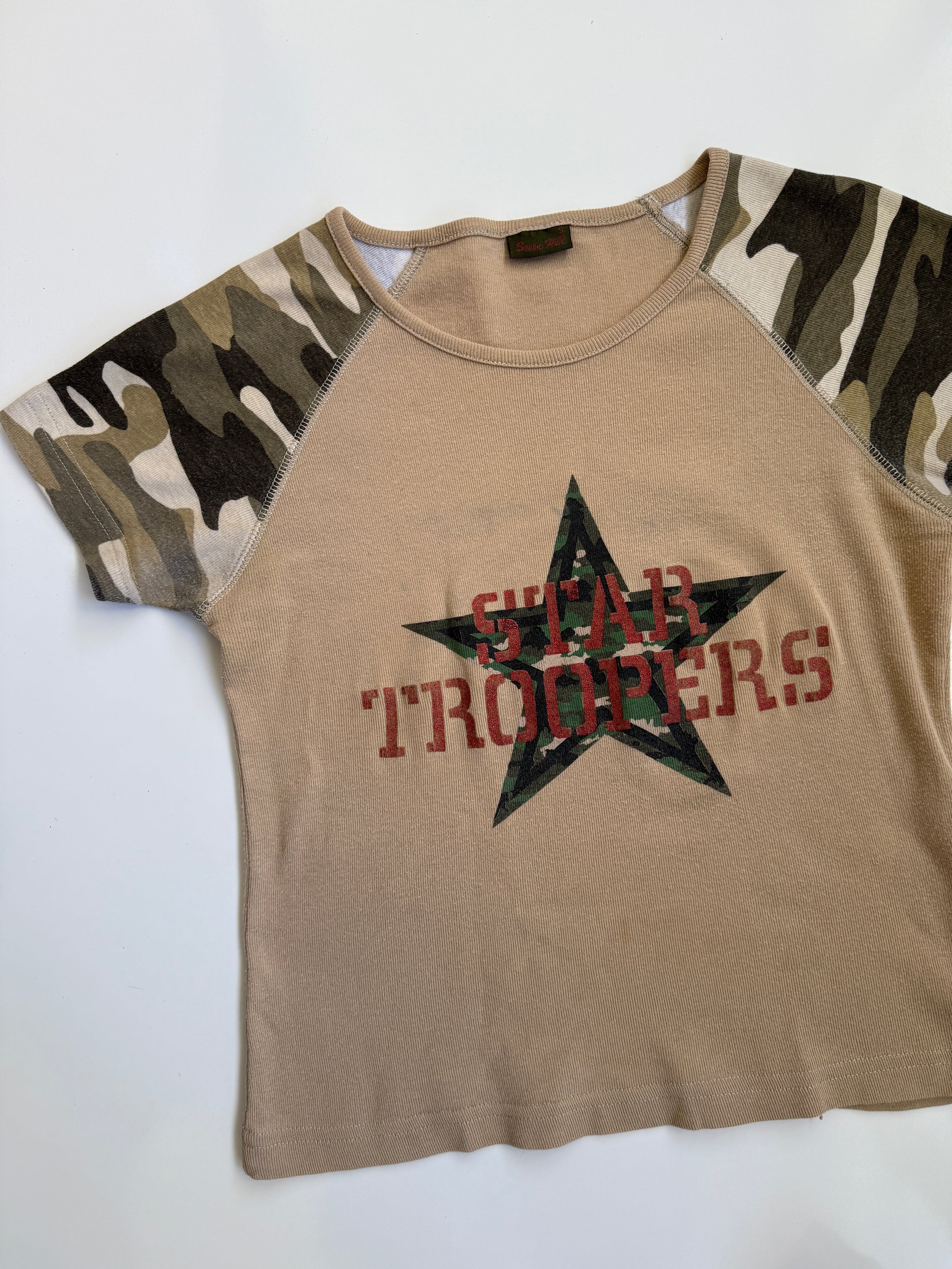 00's Military print cotton baby tee • Size S