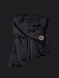 Load image into Gallery viewer, 00's Ciolla satin asym metal clasp top • Size 12
