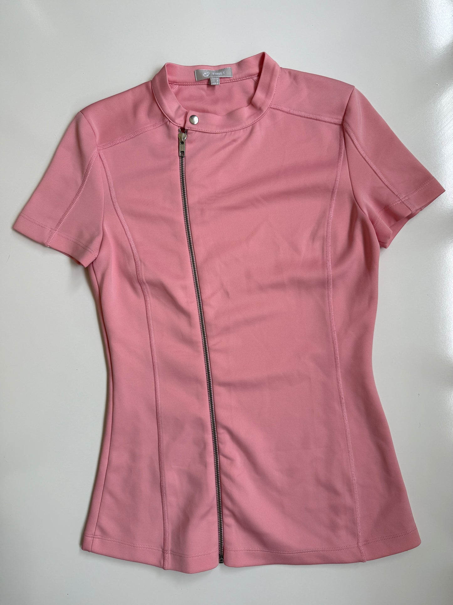 00's Pink moto zipper top • Size 10