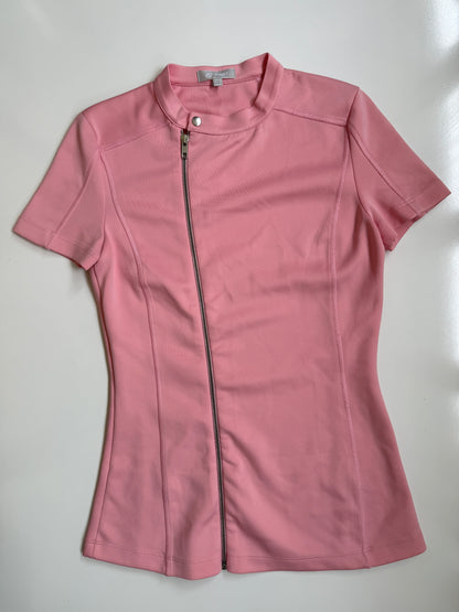 00's Pink moto zipper top • Size 10