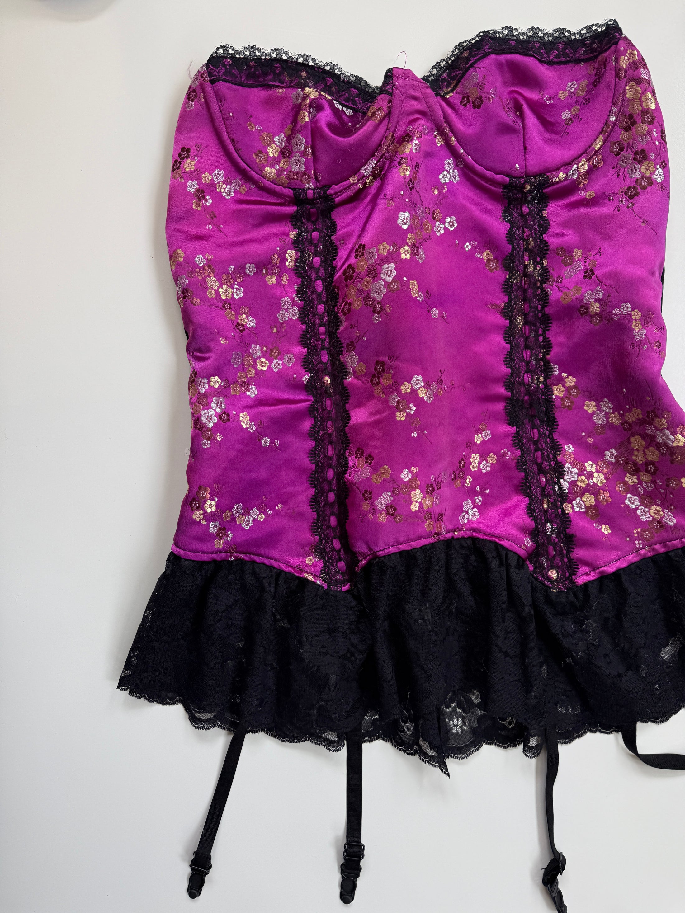 00's Satin oriental corset top • Size L (A cup)