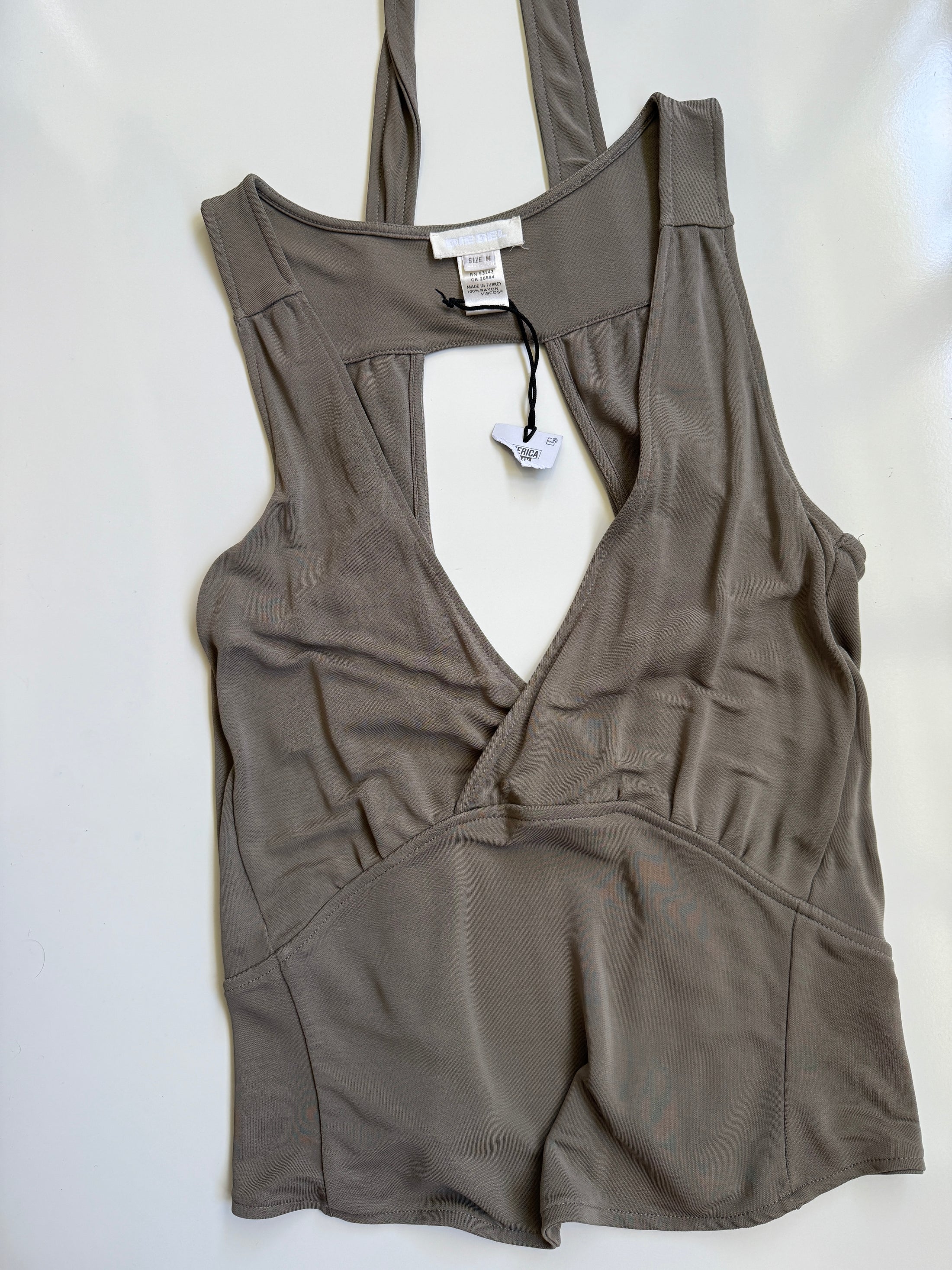 Deadstock 00's Diesel khaki backless tie top • Size M