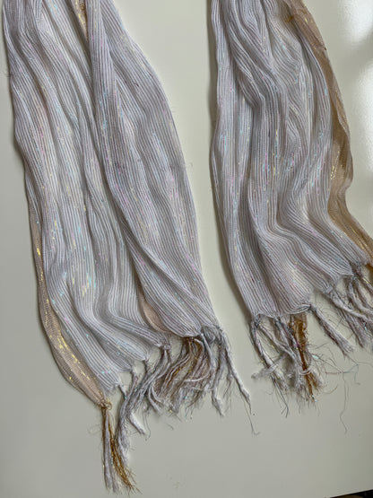 00s White scarf w glitter stripes
