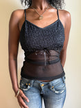 Load image into Gallery viewer, 00's Mesh embroidered cami w ribbon • Size M
