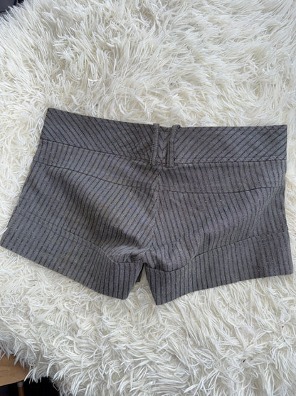 00's Glitter pinstripe grey micro shorts • Size 8