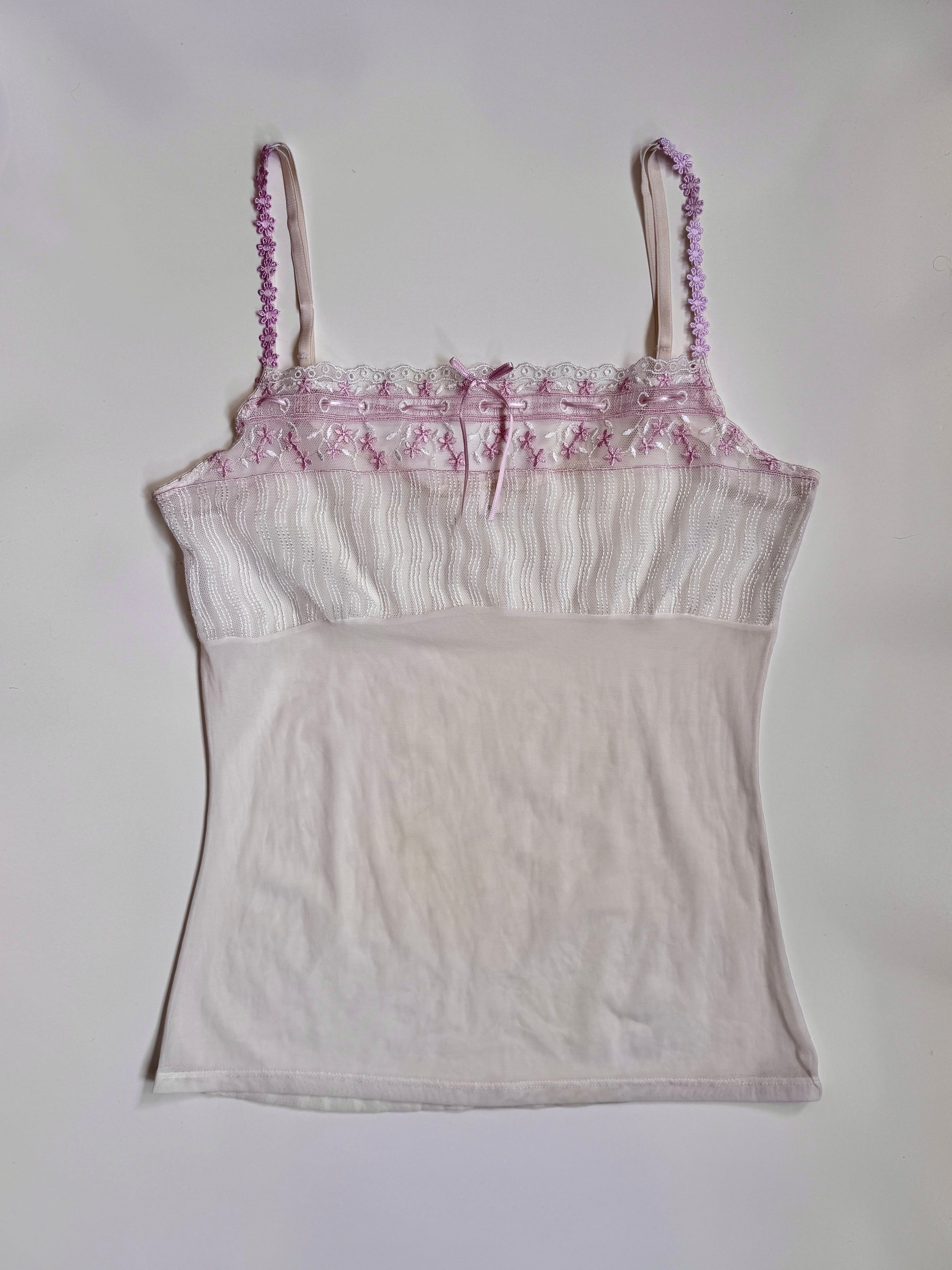 00's Milkmaid mesh embroidered cami • Size M/L