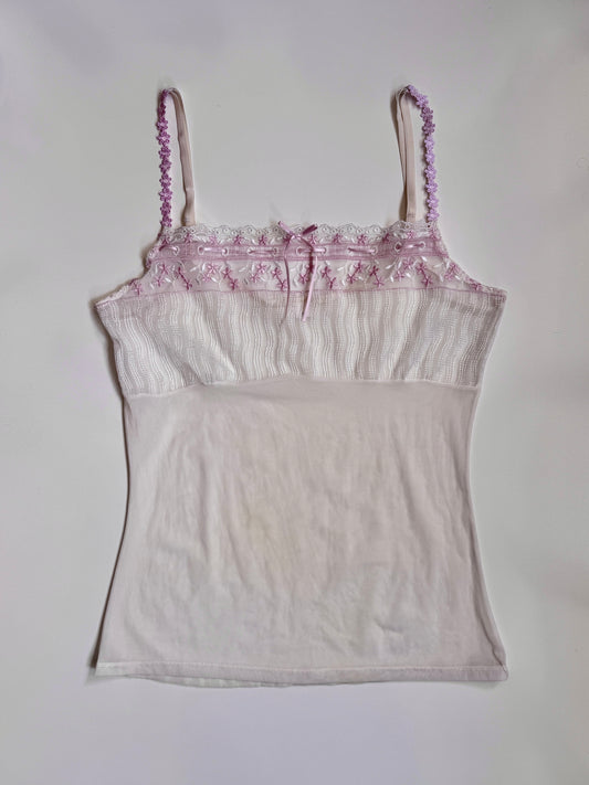 00's Milkmaid mesh embroidered cami • Size M/L
