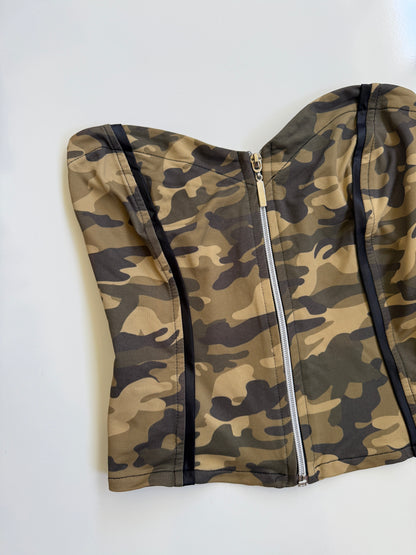 2010's camo zipper tube top • Size M