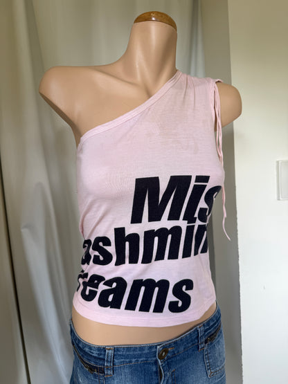 00s Zara Graphic print one shoulder top w tassels • Size S