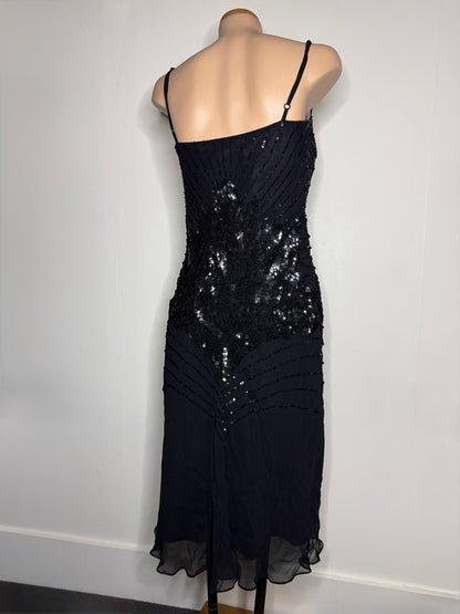 00's Mango full embellished/sequin sheer midi dress • Size S