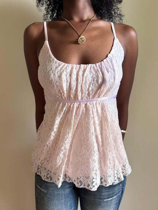 00's Baby pink lace flowy cami • Size S/M
