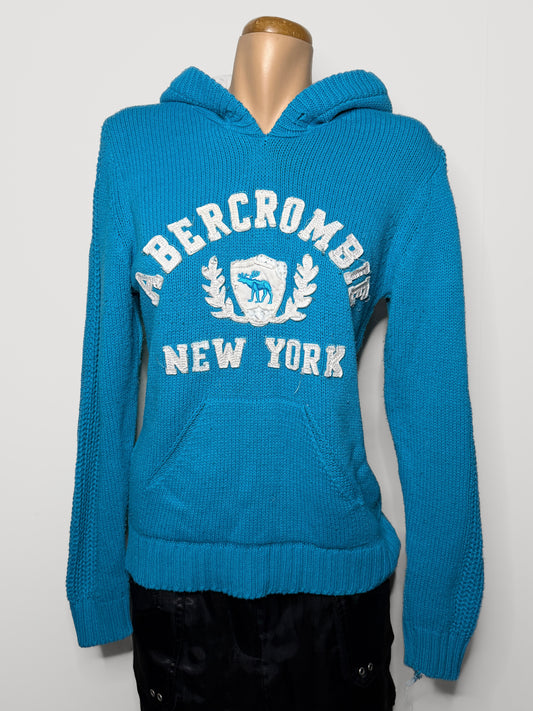 00's Abercrombie & Fitch embroidered knit hoodie • Size M