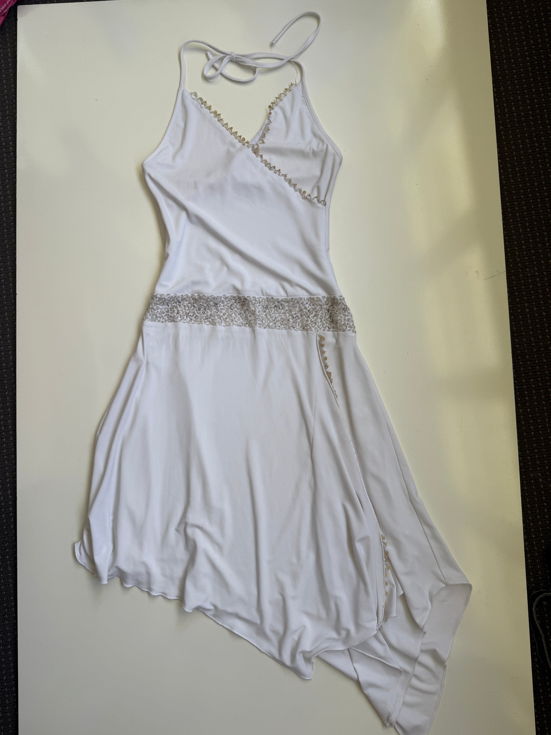 00's Beaded asym halter dress • Size XS/S