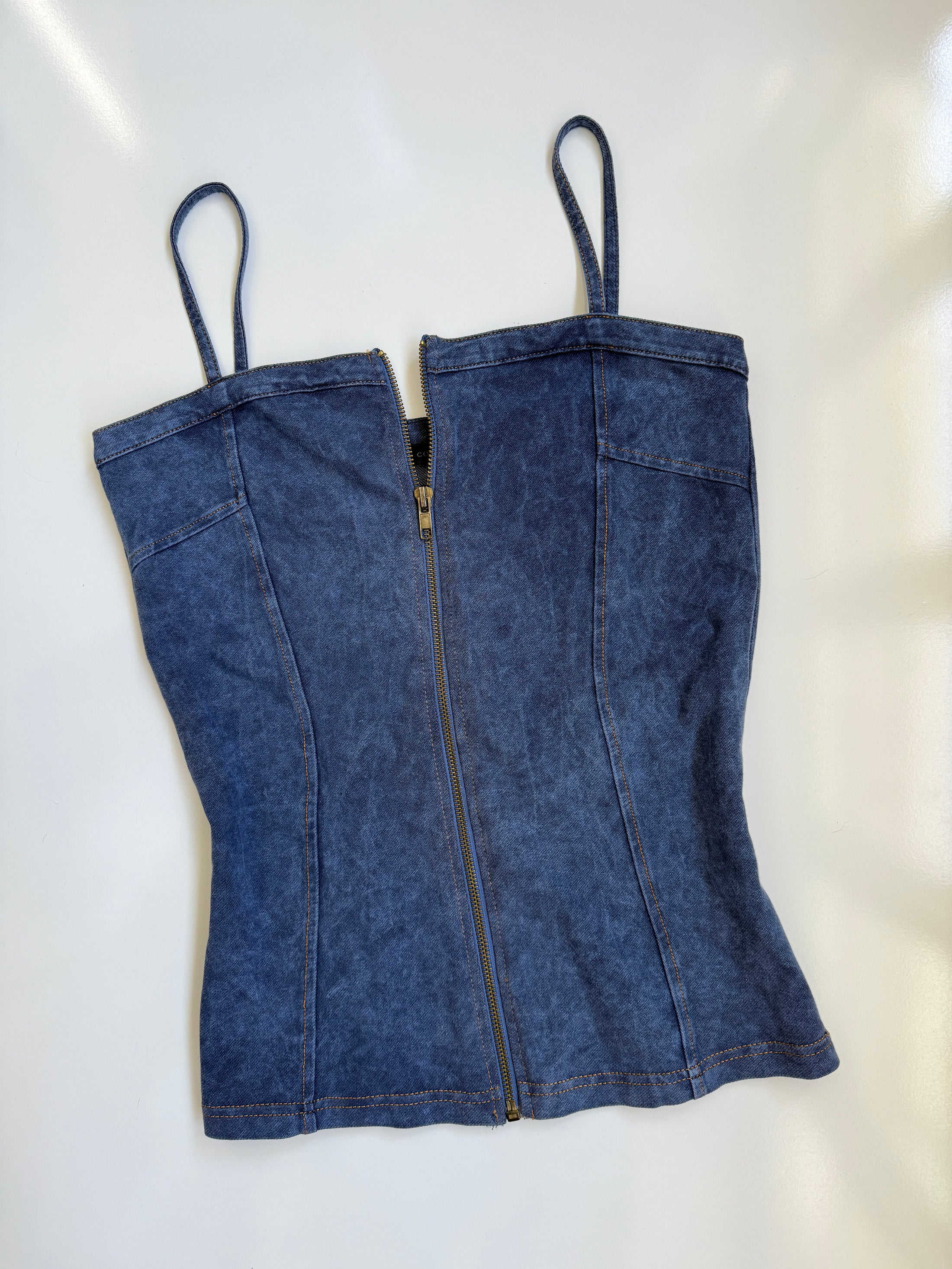 00's Mango denim look zipper cami • Size S-M