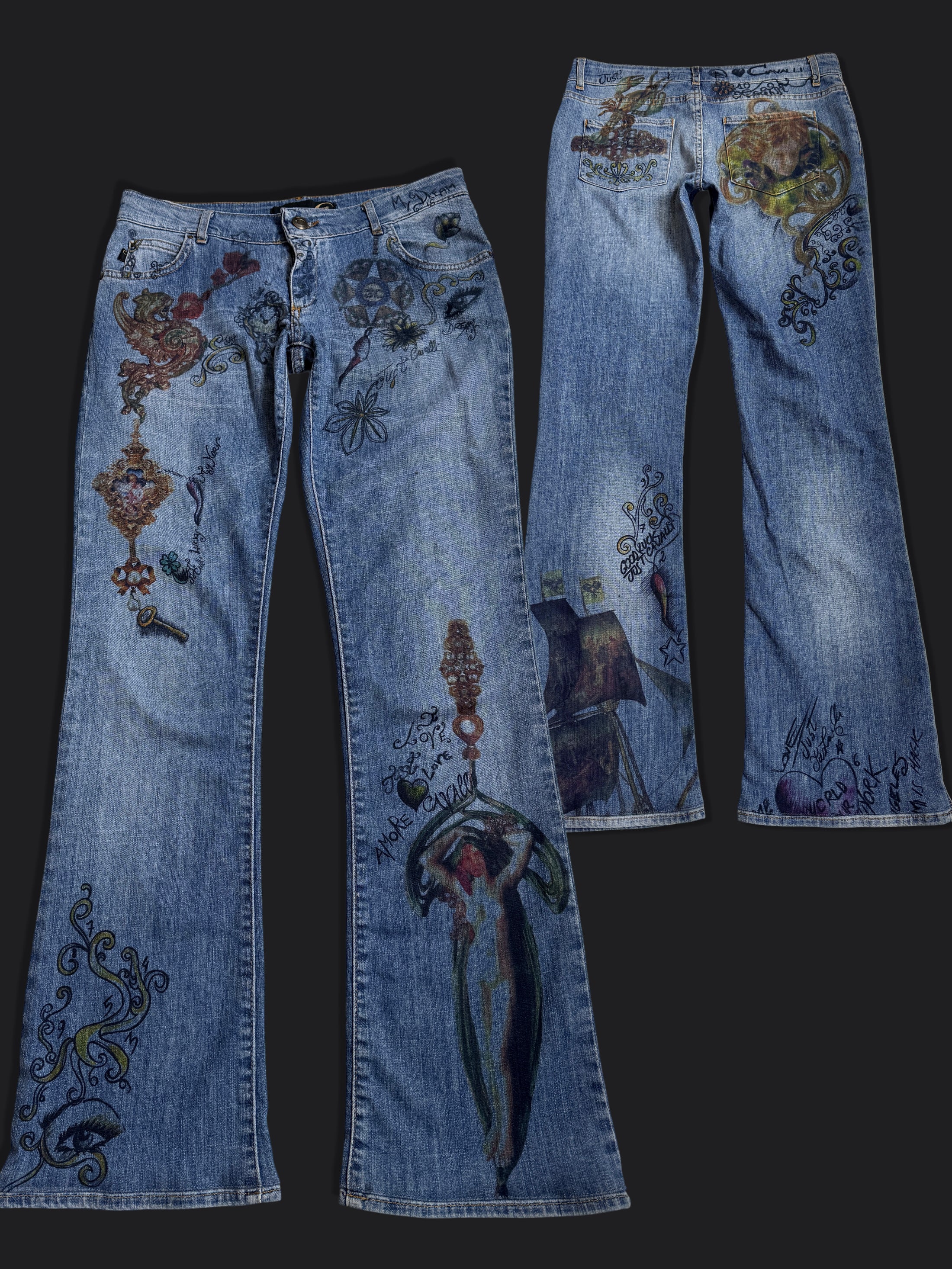 *RARE* 00's Cavalli print low-rise jeans • Size 8