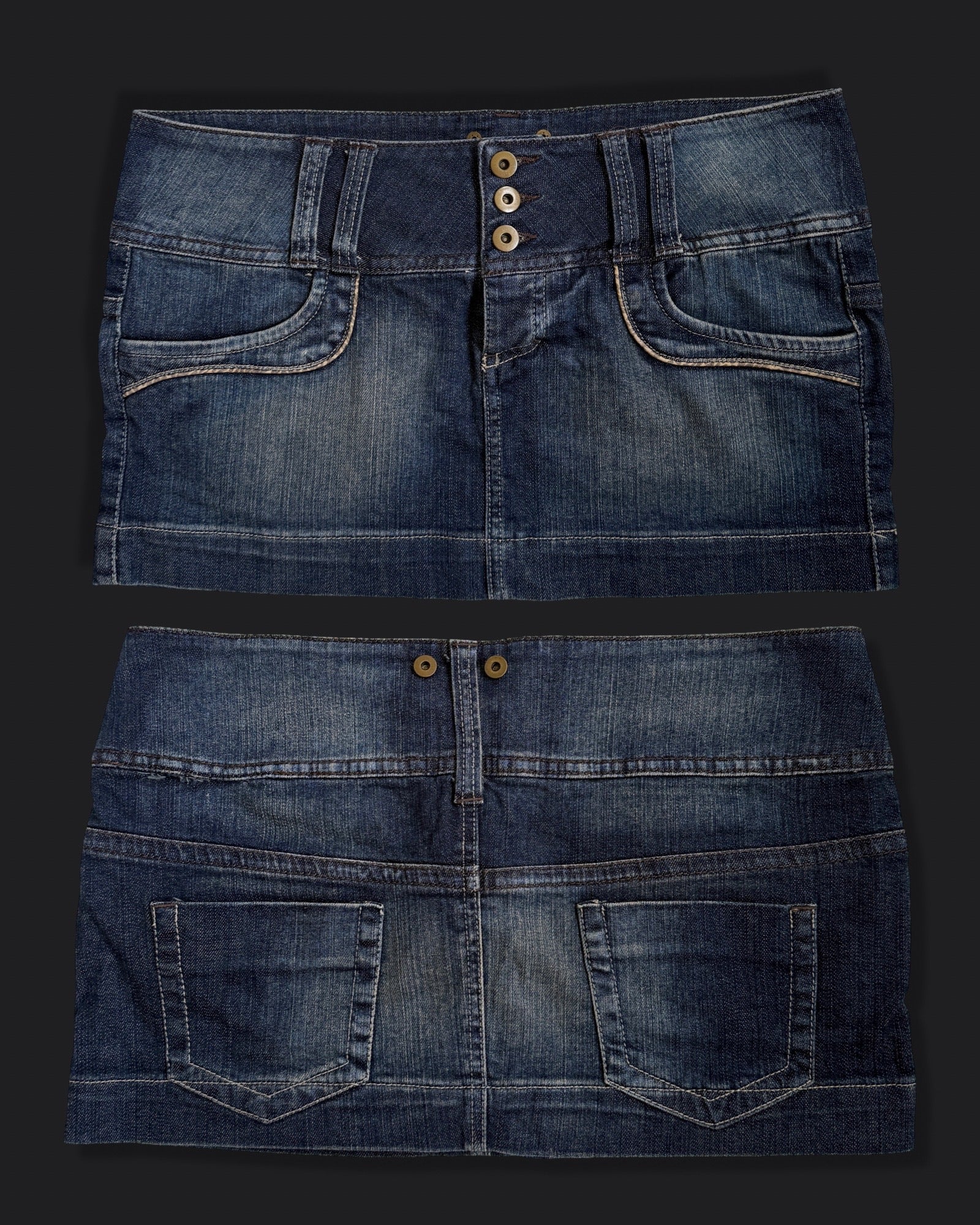 00's triple button denim micro mini • Size 12