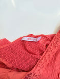 Load image into Gallery viewer, 00's Coral red embroidered mesh lace top • Size XS
