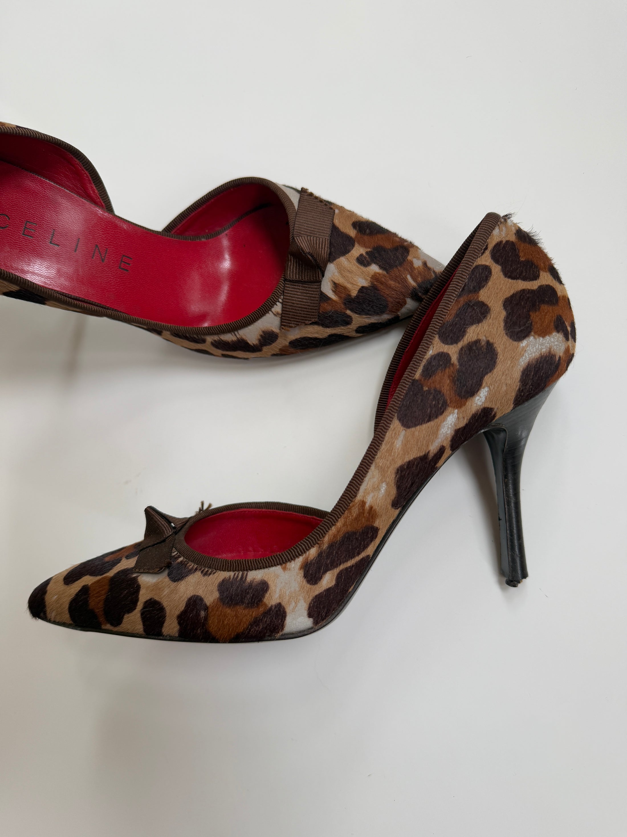 00’s Celine leopard pony hair kitten heels • Size 36