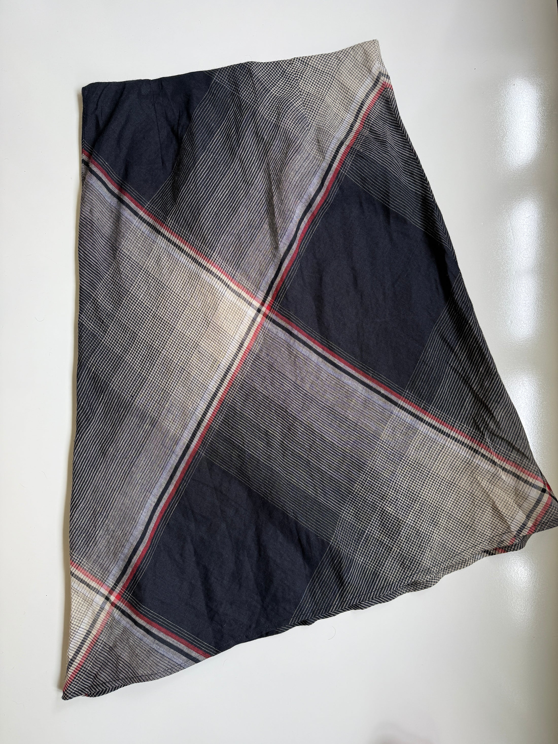 00's Mango plaid semi sheer midi skirt • Size L/XL