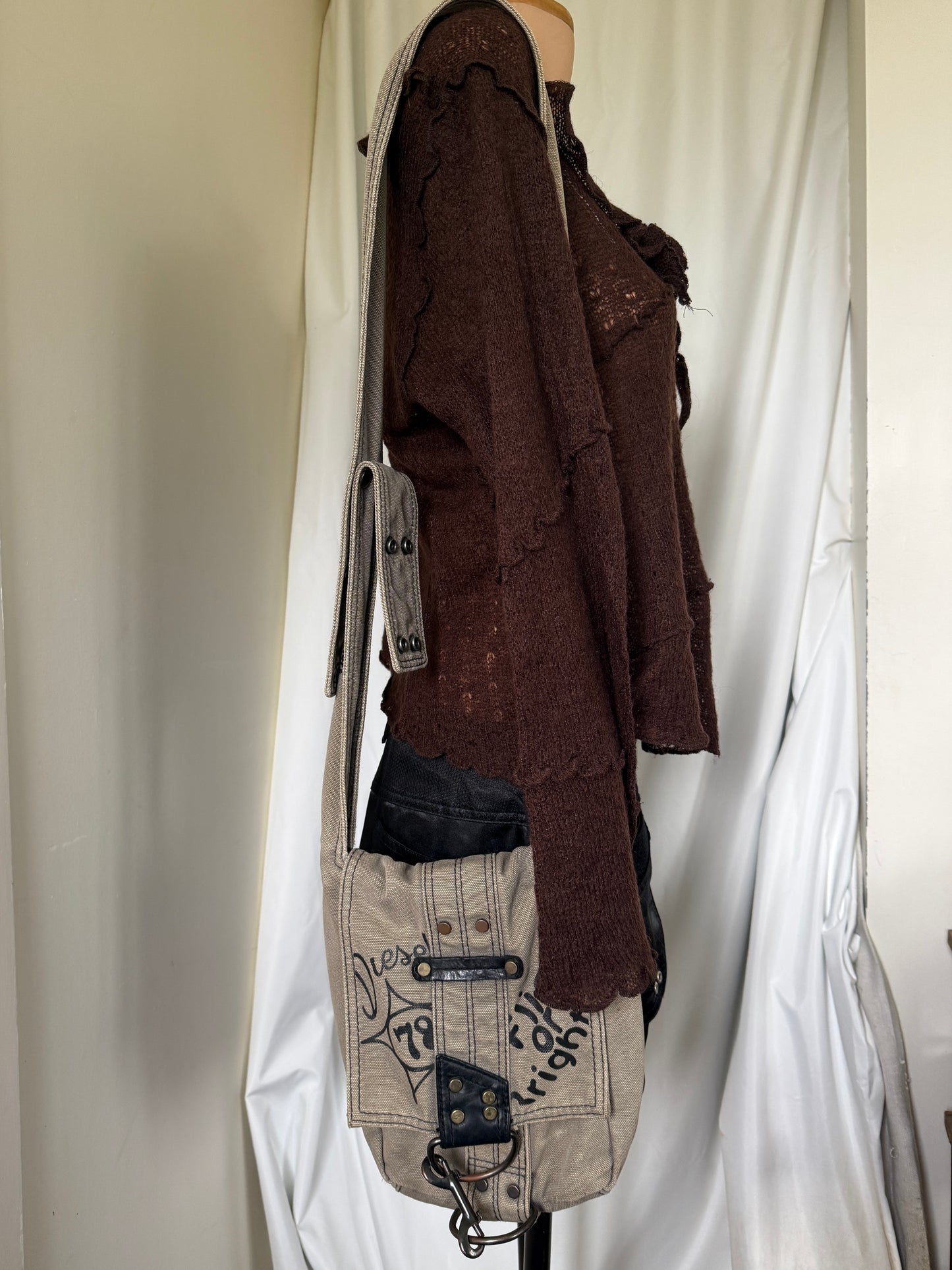 00's Diesel canvas print messenger bag