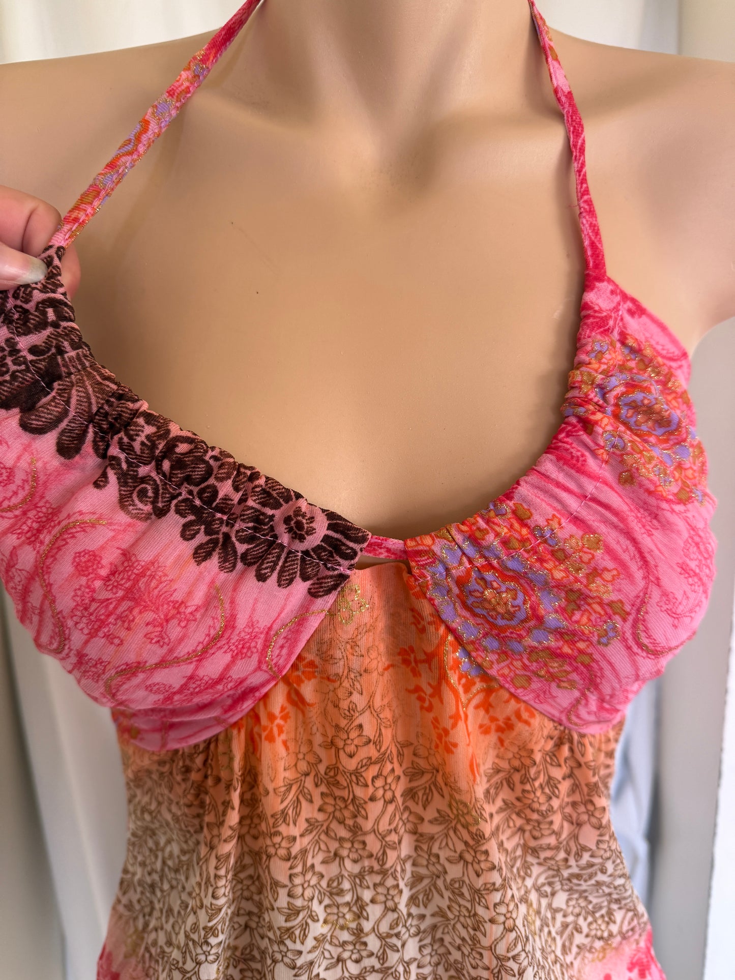 00's Sheer fairy pattern halter • Size M