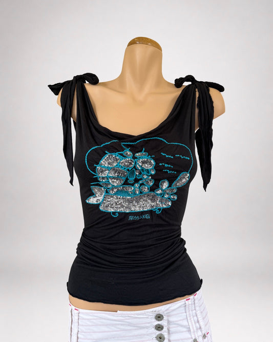 00's Miss Sixty tie strap tank w embellishment • Size M