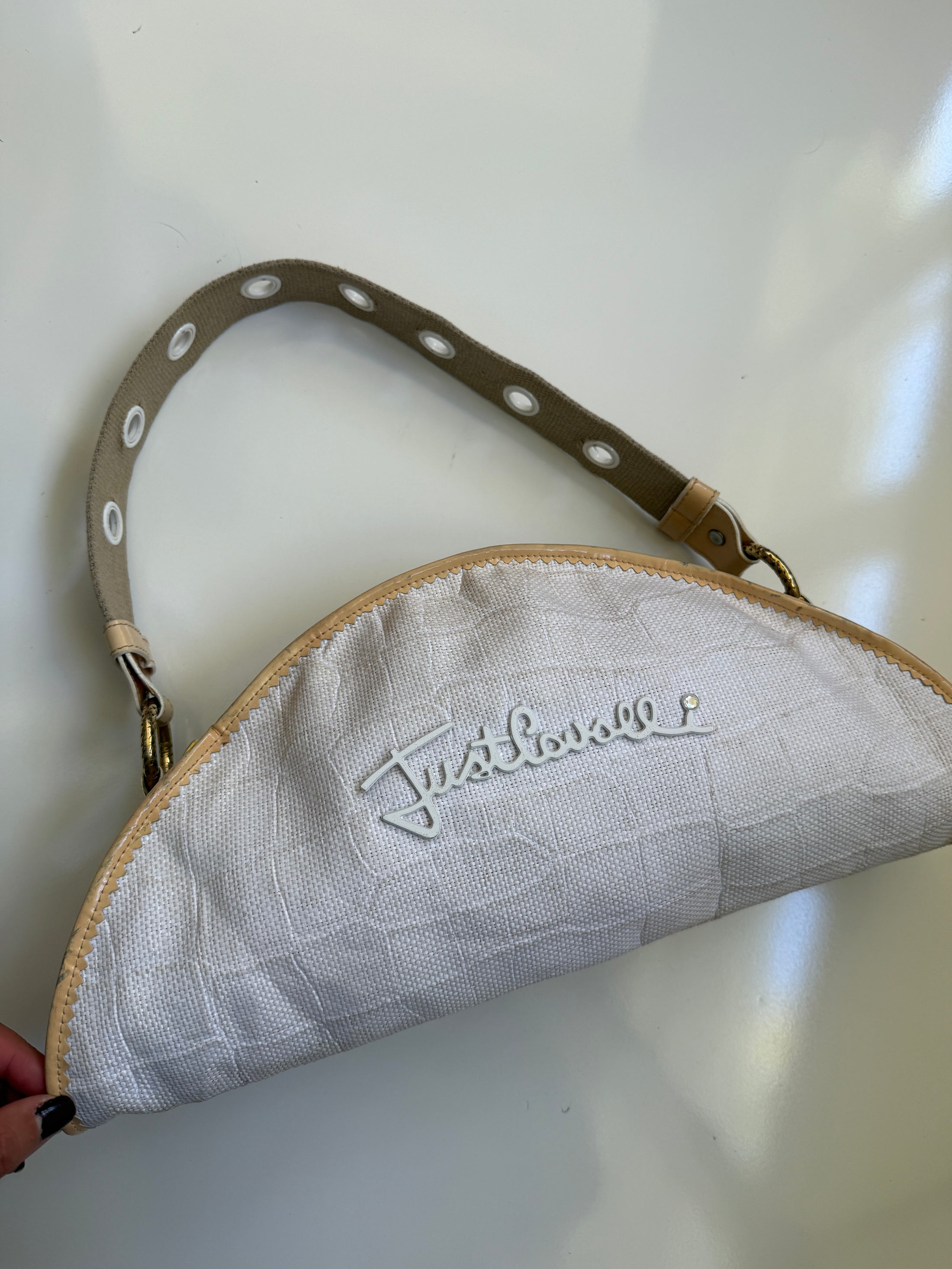 00's Cavalli croc canvas baguette bag