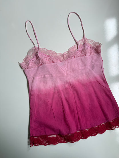 00's Cotton sequin cami w lace trim • Size L